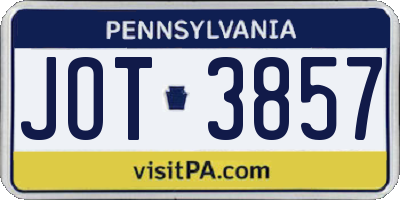 PA license plate JOT3857
