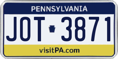 PA license plate JOT3871