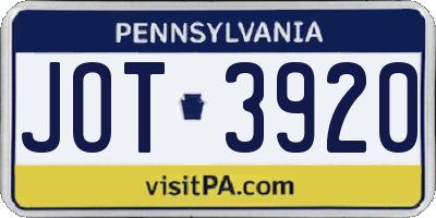PA license plate JOT3920
