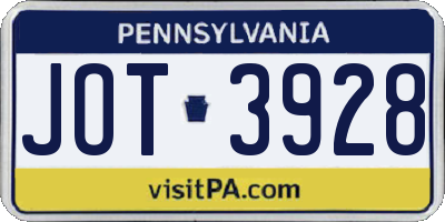 PA license plate JOT3928