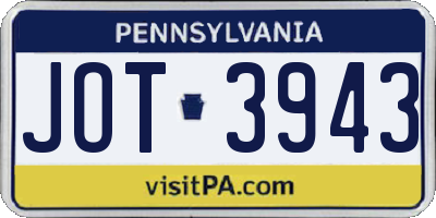 PA license plate JOT3943