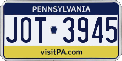 PA license plate JOT3945