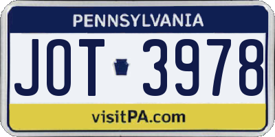 PA license plate JOT3978