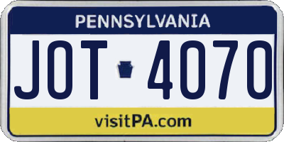 PA license plate JOT4070