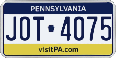 PA license plate JOT4075