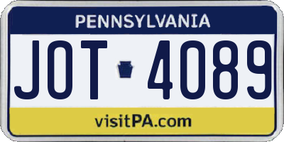 PA license plate JOT4089
