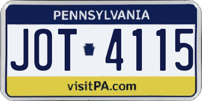 PA license plate JOT4115