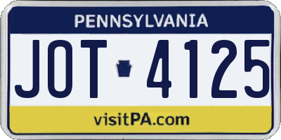 PA license plate JOT4125