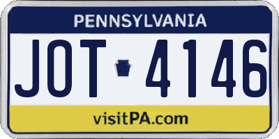 PA license plate JOT4146