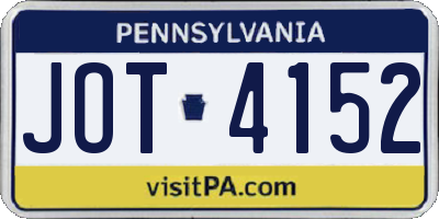PA license plate JOT4152