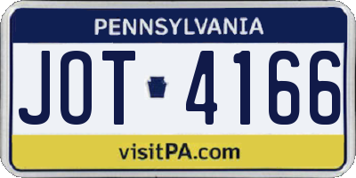 PA license plate JOT4166