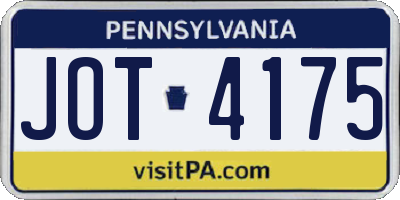 PA license plate JOT4175