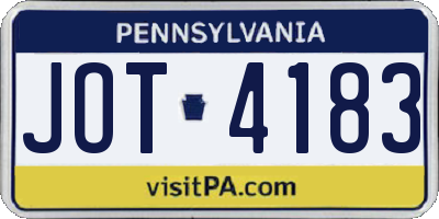 PA license plate JOT4183