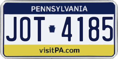 PA license plate JOT4185