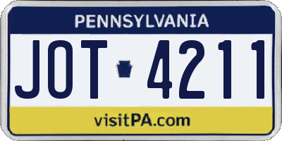 PA license plate JOT4211