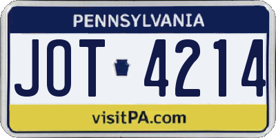 PA license plate JOT4214