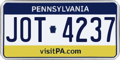 PA license plate JOT4237