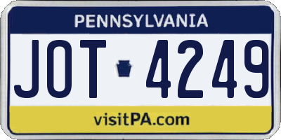 PA license plate JOT4249