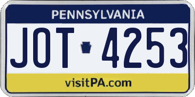 PA license plate JOT4253