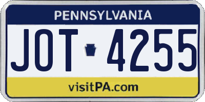 PA license plate JOT4255