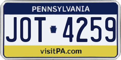 PA license plate JOT4259