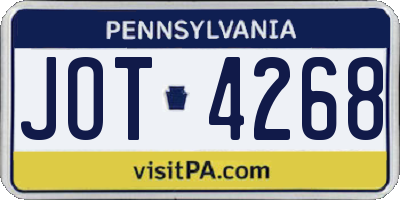 PA license plate JOT4268