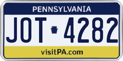 PA license plate JOT4282
