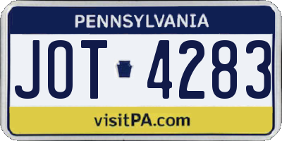 PA license plate JOT4283
