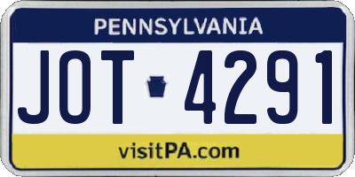 PA license plate JOT4291