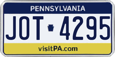 PA license plate JOT4295