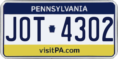 PA license plate JOT4302