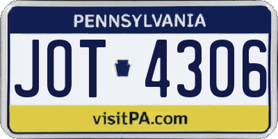 PA license plate JOT4306