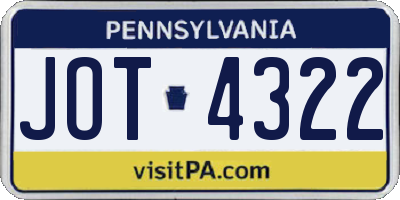 PA license plate JOT4322