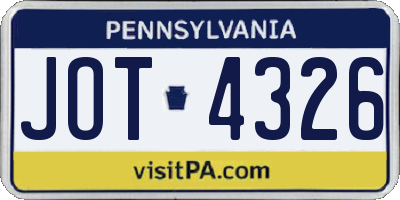 PA license plate JOT4326