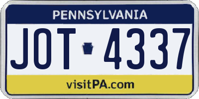 PA license plate JOT4337