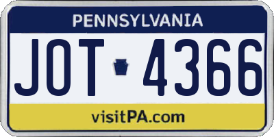 PA license plate JOT4366