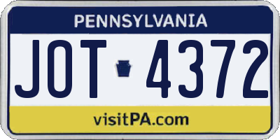 PA license plate JOT4372
