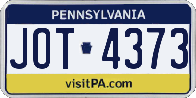 PA license plate JOT4373