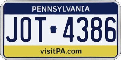 PA license plate JOT4386