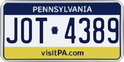 PA license plate JOT4389