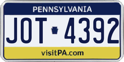 PA license plate JOT4392