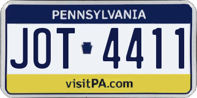 PA license plate JOT4411