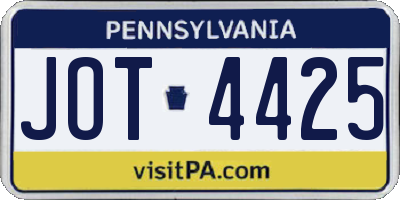 PA license plate JOT4425