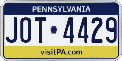 PA license plate JOT4429