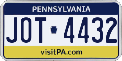 PA license plate JOT4432