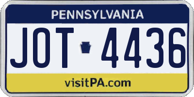 PA license plate JOT4436
