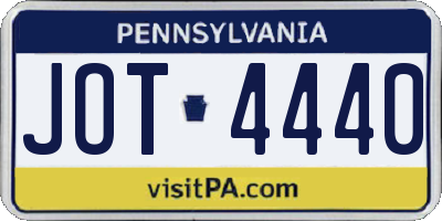 PA license plate JOT4440
