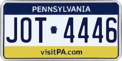PA license plate JOT4446