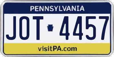 PA license plate JOT4457