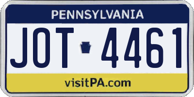 PA license plate JOT4461
